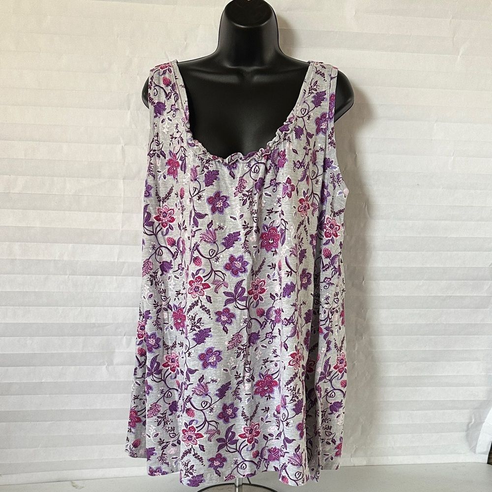 Woman Within Floral Sleeveless Top Purple Women’s Large